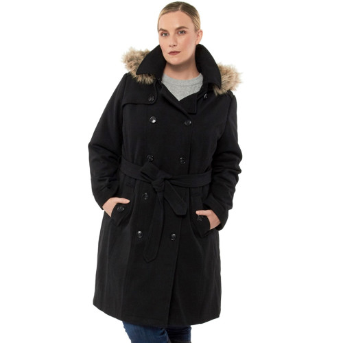 Alpine Swiss Women's Plus Size Wool Blend Long Trench Coat with